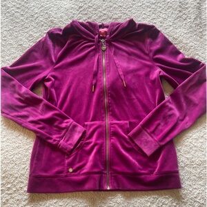 Larina Velour Zip Up Hoodie: Bordeaux Berry
